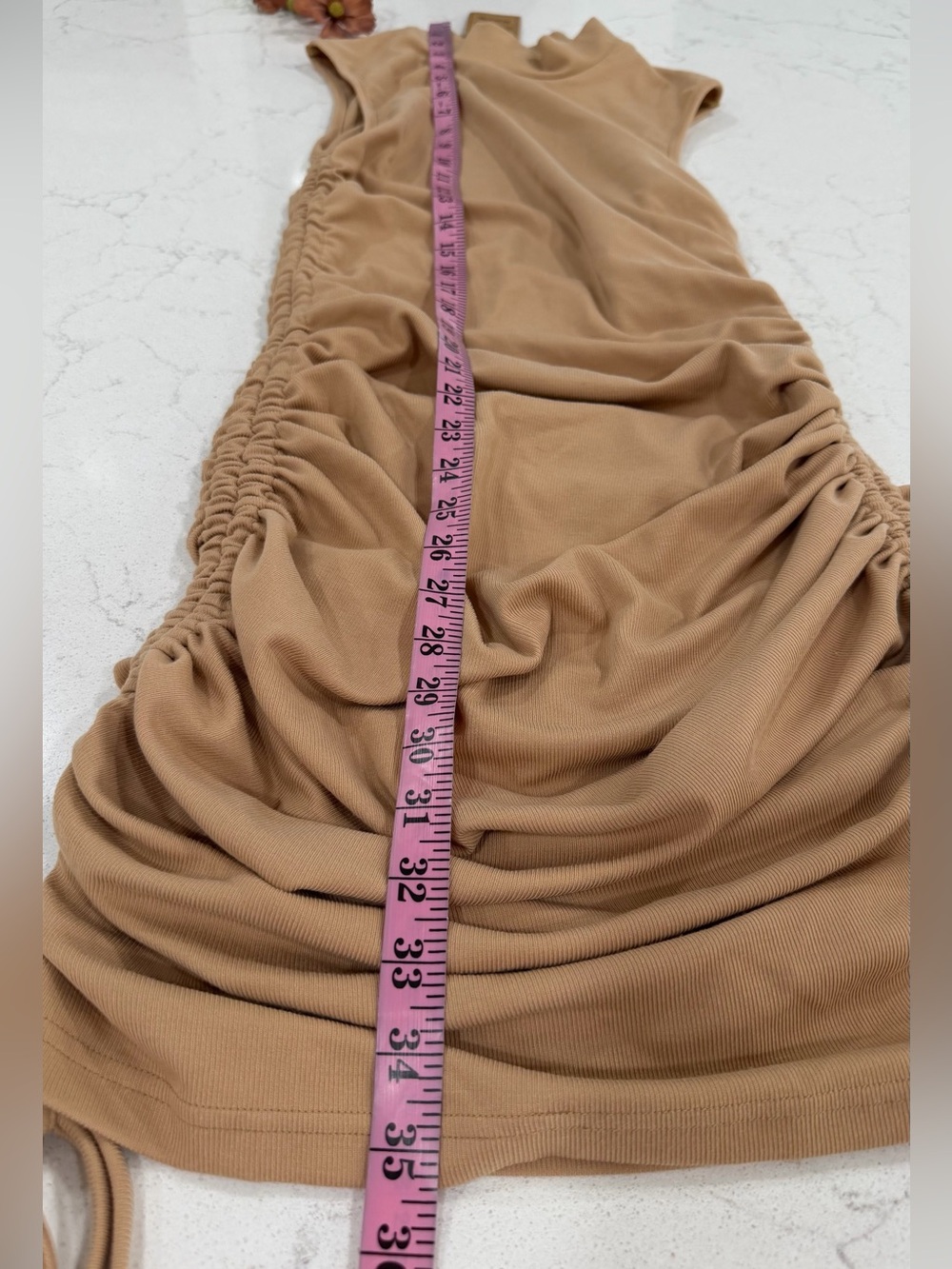 Style Rack Tan Mock Neck Ruched Mini Dress - Picture 8 of 8